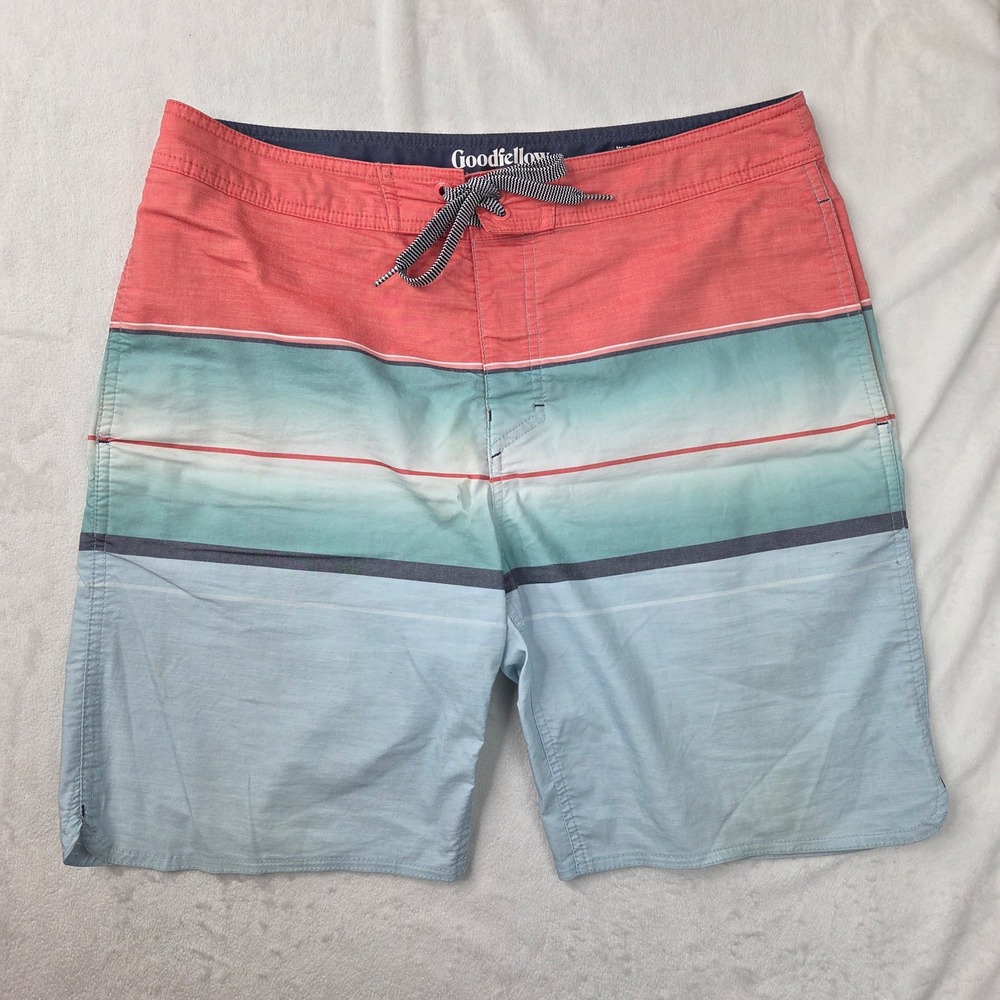 Goodfellow‎ Swim Shorts Men 32 Multicolor Striped Board Shorts Excellent